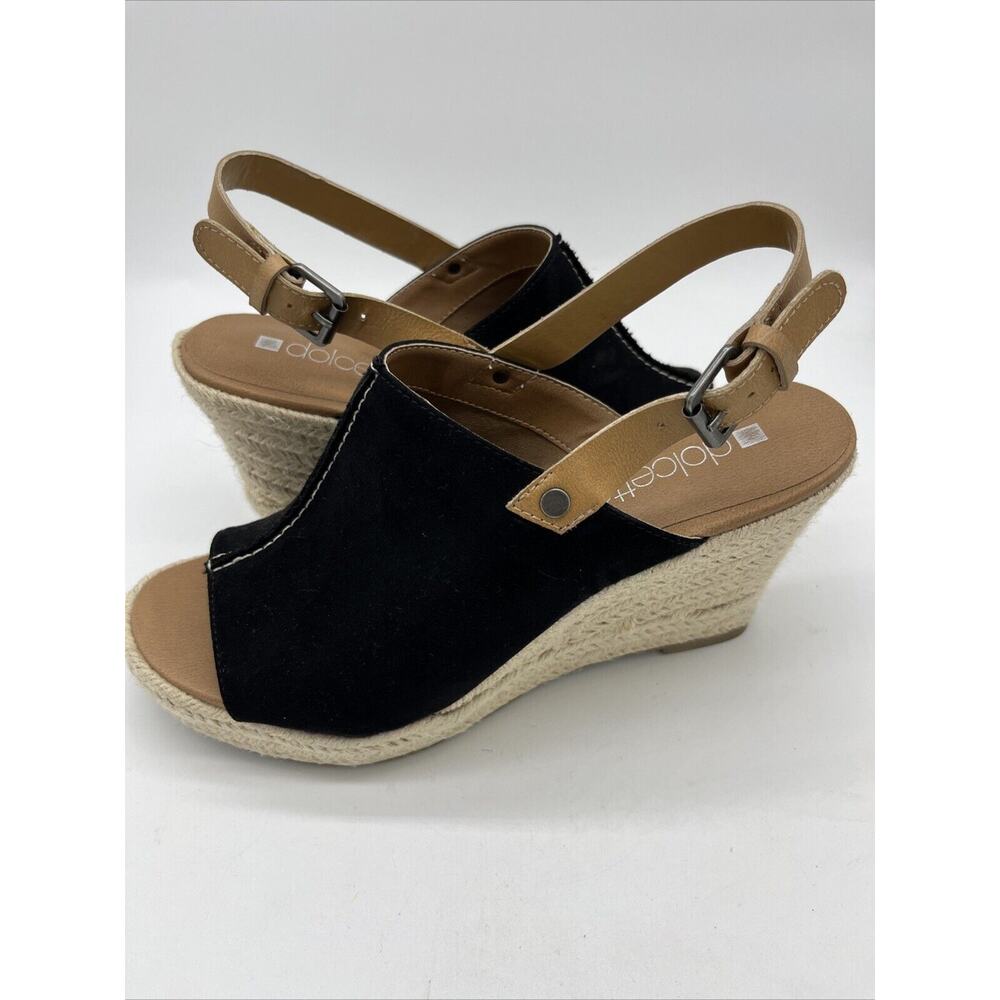 Dolcetta* Women's Sz 7.5 US Selma Espadrilles Wedge Faux Suede Shoes Black